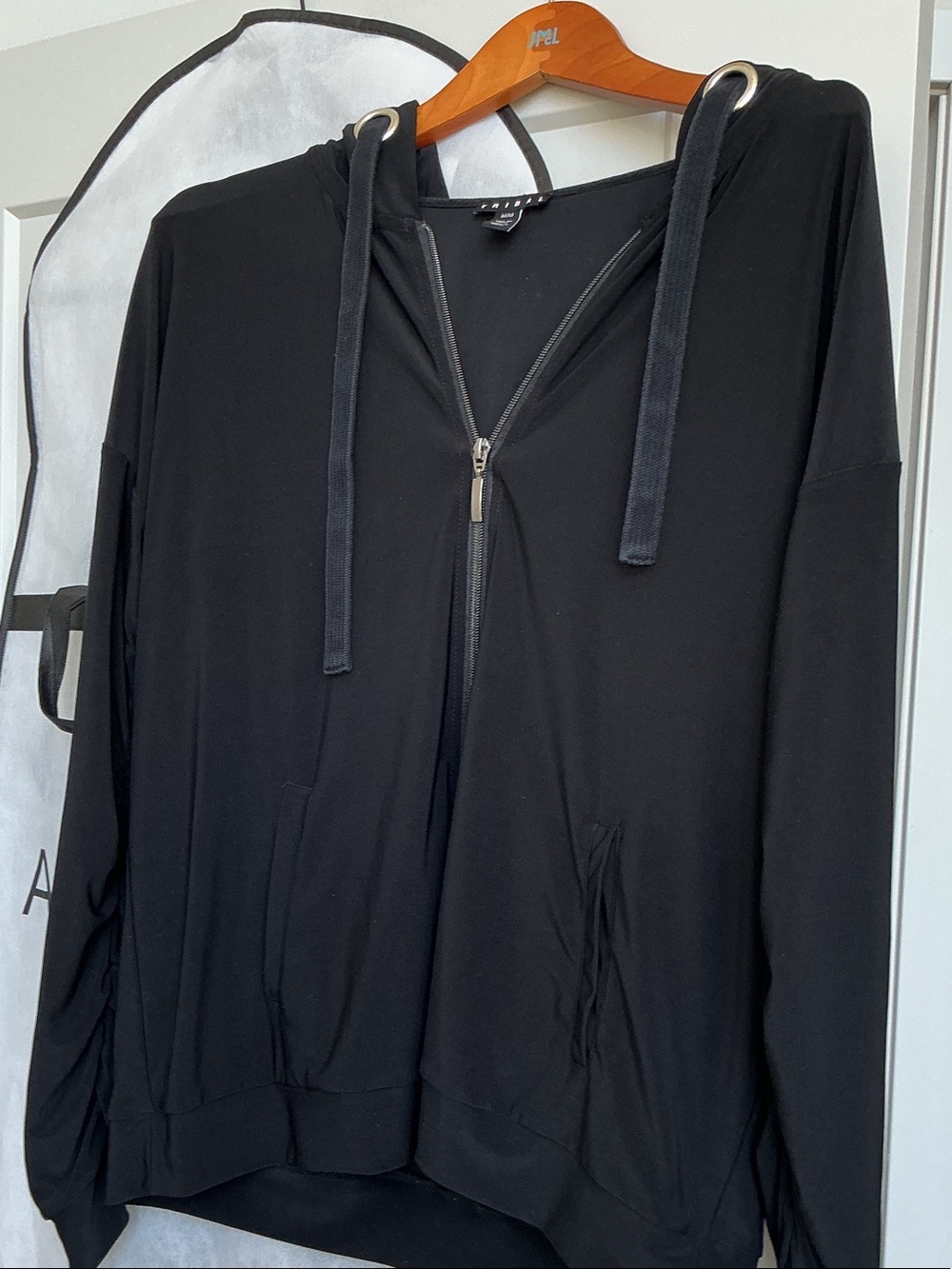 Tribal Black Zip-Front Hooded Bomber Jacket